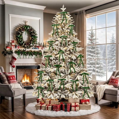 24 pièces de décorations de Noël en velours vert clair arcs, décorations en velours d'arbre de Noël, décoration de Noël unique et élégante pour emballage de couronne de manteau de sapin