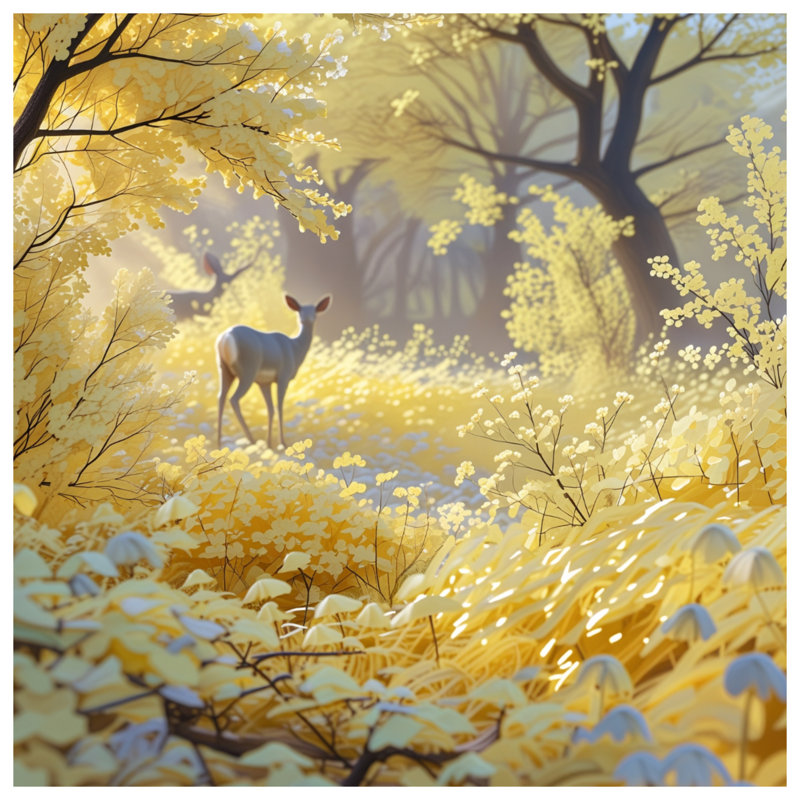 Rideaux de douche Yellow Forest Deer, L 70 po x H 84 po