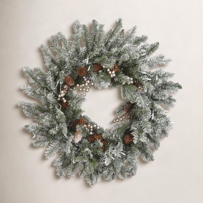 Frosted Spruce Pre-Lit Wreath