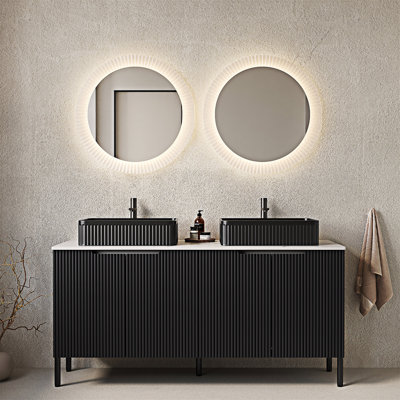 Meuble-lavabo autoportant avec lavabos