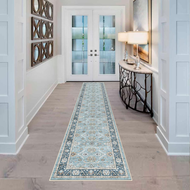 2 Runner Rus for Hallways Soft Kitchen Rug Non Slip Rug Runner with Rubber Backing for Bathroom Washable Non Shedding Farmhouse Runner Rug(Green, 2)