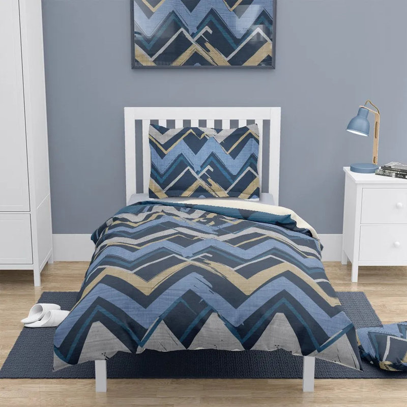Navy Stripes I Chart Machine Woven Duvet Cover, Queen Duvet Cover