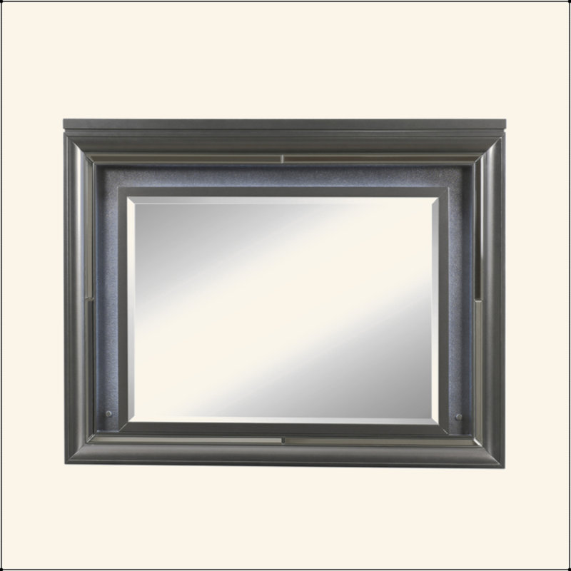 Metallic Gray Finish Mirror W/Led