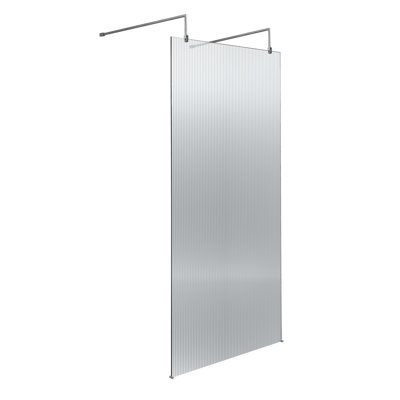 Fluted 2070mm H Frameless Wet Room Screen with Glass