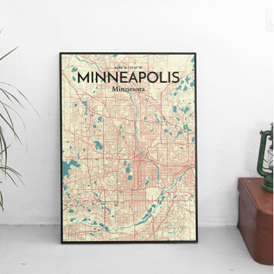 «Minneapolis City Map», reproduction d'impression sur affiche tricolore