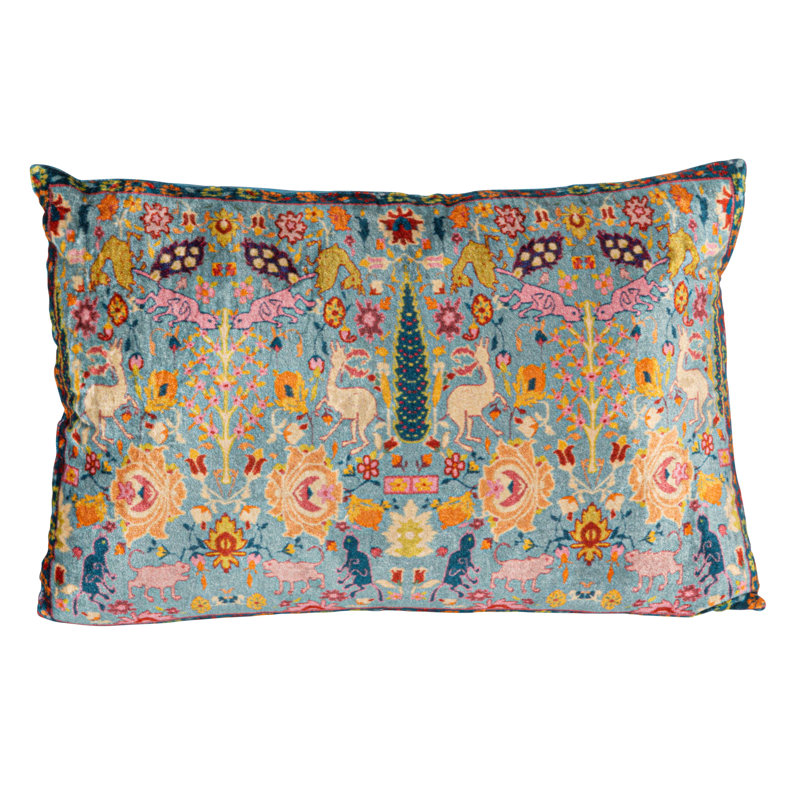 Coussin lombaire en velours Floral Harmony