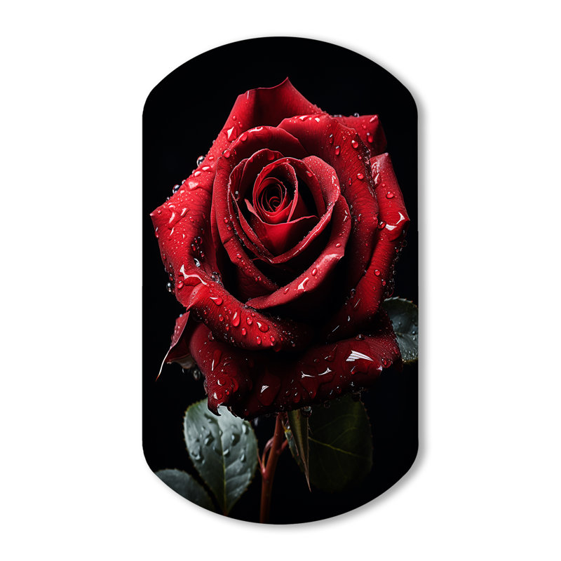 Art mural asymétrique rouge en forme de cylindre rose, H 31 po x l 19 po