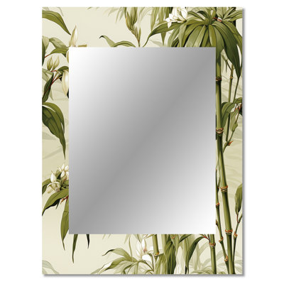 Alenson Bamboo Elegance Tropical Pattern - tropical  Large Mirror, Botanical, Floral Unique Wall Mirror Decor, Printed Metal Art