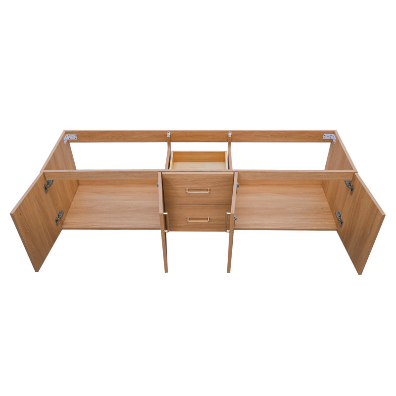 Double Bathroom Vanity With White Double Sink Top, 72"