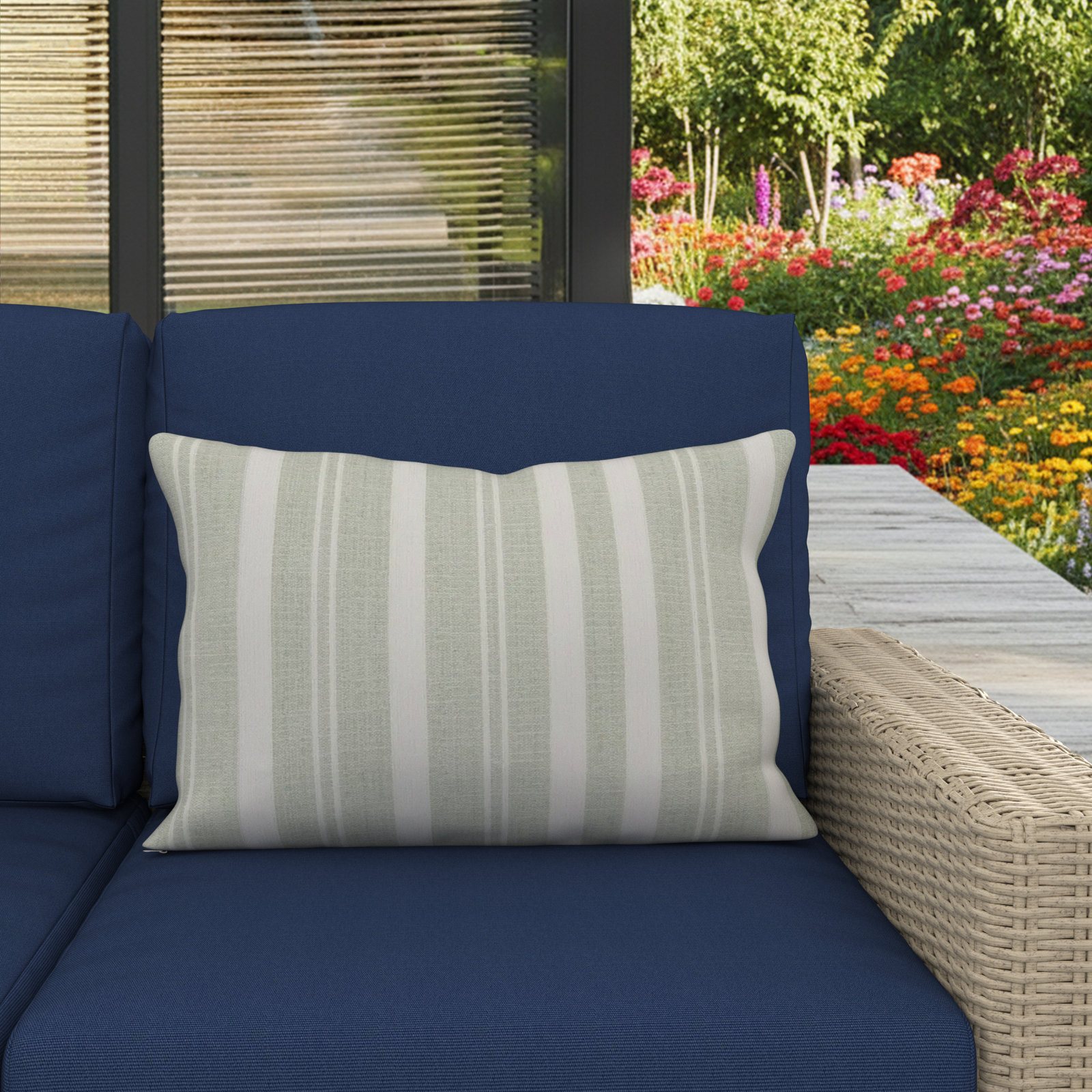 Amala Outdoor/Indoor Kidney Pillow, Tranquil Sage