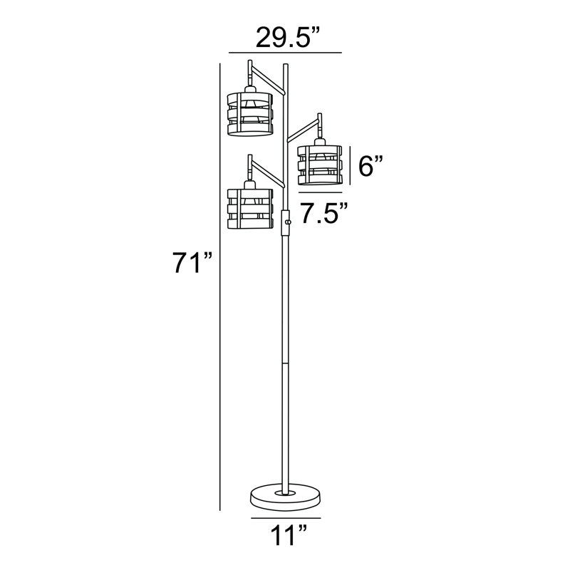 Gillingham 71'' Tree Floor Lamp, Antique Silver, Antique Silver