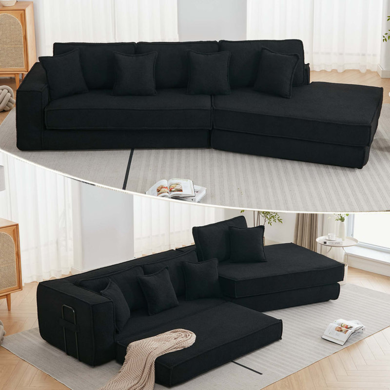 Folding Convertible Out Sleeper Sofa Bed,2-in-1, Combination Convertible Sofa,3 seat, Upholstered,Fold Out Floor Gaming Sofa Bed, Lamb Velvet Fabric,Living Room