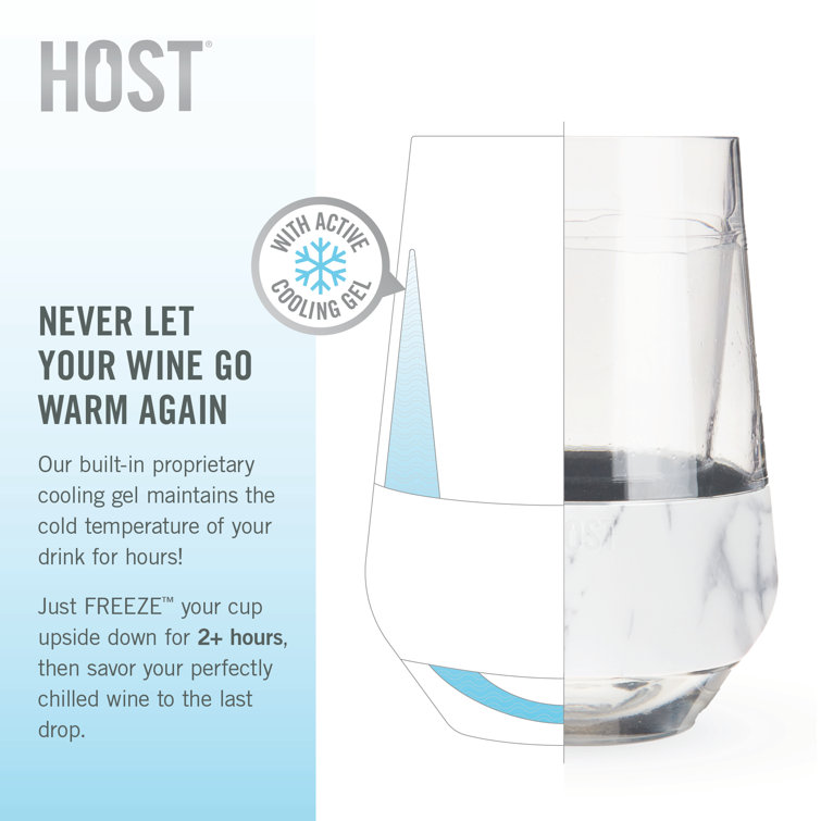 Host Freeze Double Wall Insulated Martini Plastic Cooling Cups, Set of 2,  Grey 