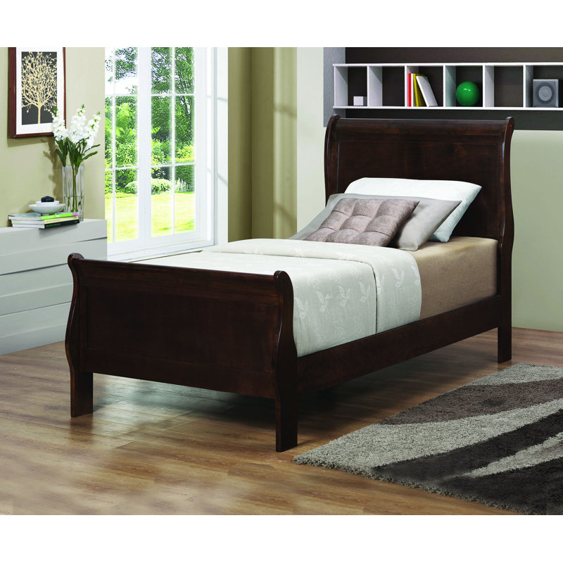 Millsaps Sleigh Bed, Cappuccino, Twin