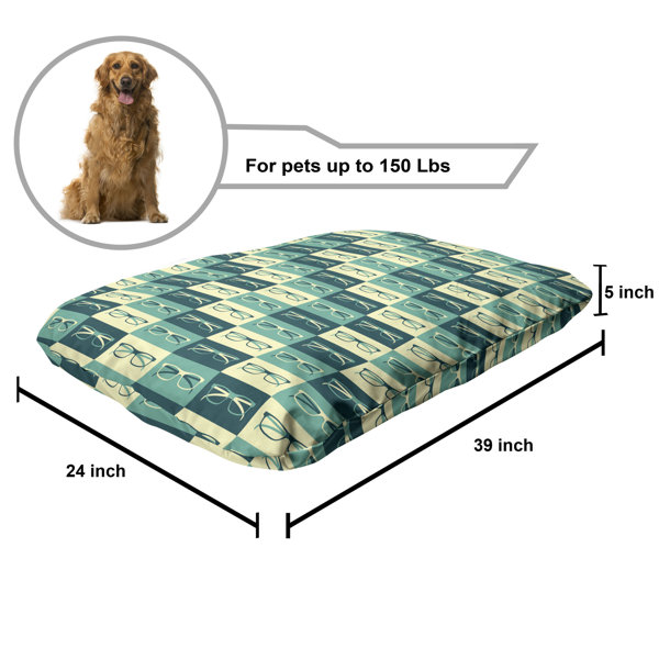 Ambesonne Indie Pet Bed, Pattern with Eyeglasses in Vintage Style Hipster Cool Design Modern, Chew Resistant Pad for Dogs and Cats Cushion with Remova