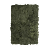 Sheepskin Area Rug in Olive Green