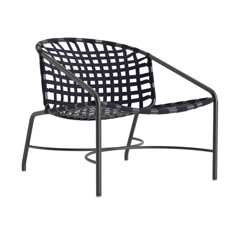 Kantan Outdoor Lounge Chair, Textured Pewter/Marine Suncloth Lace