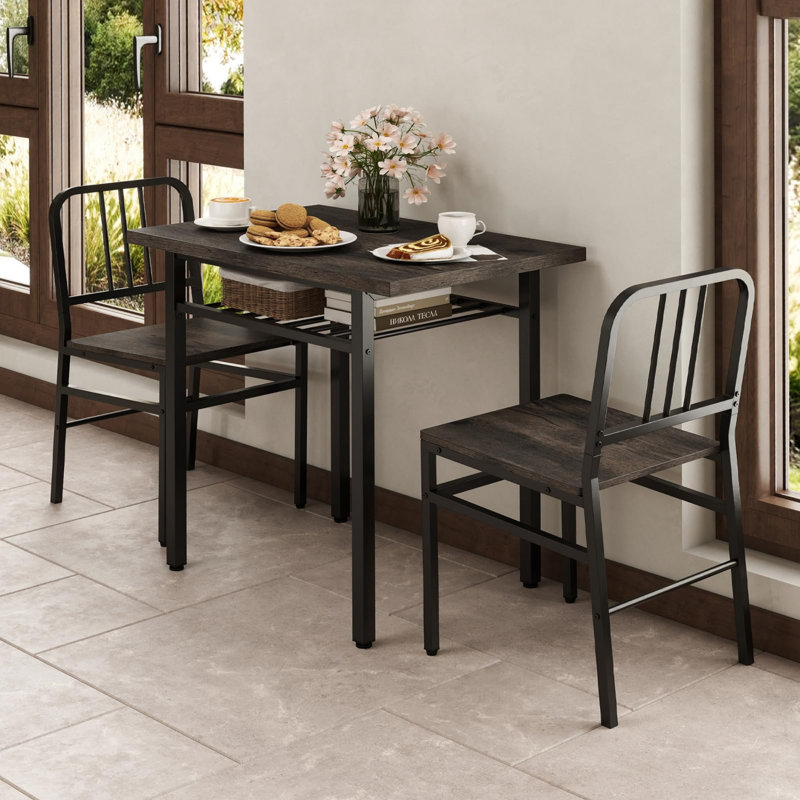 2 - Person Dining Set, Grey, Black