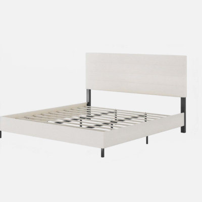 Lit plateforme tapissier avec tête de lit haute
