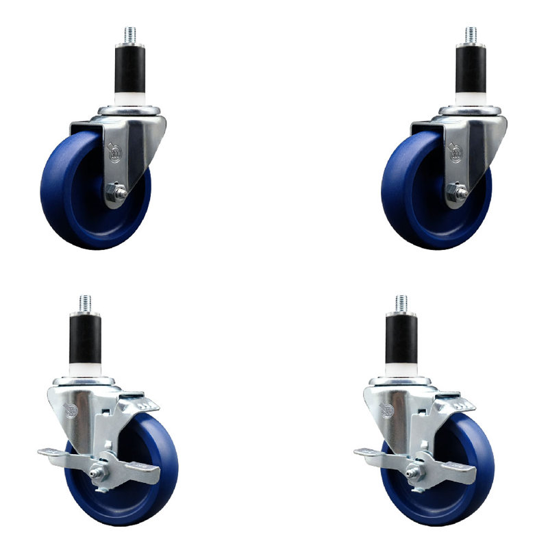 Ensemble de roulettes extensibles en poly 4 de 4 pouces pivotant de 1 3/8 po SCC