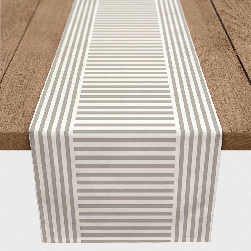 Chemin de table Doster, 90 po x 16 po, Kaki, Rayé 2