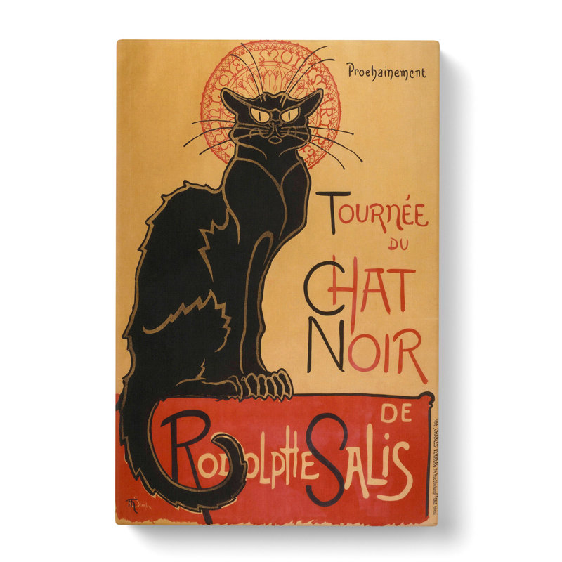 Tournee Du Chat Noir Cat Vol.1 by Theophile Steinlen - Wrapped Canvas Painting, 50cm H x 35cm W x 3cm D