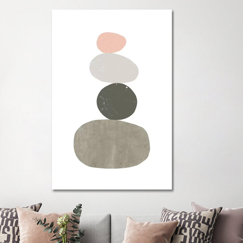 Pebbles I - Painting on Canvas, Wrapped Canvas, 30.48 cm H x 45.72 cm W