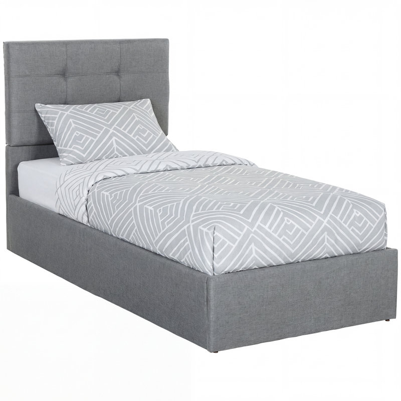 Upholstered Bed, European Single (90 x 200 cm), Grey