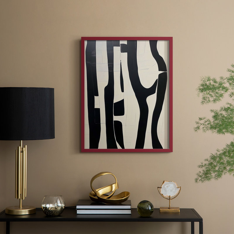 Série ABSTRACT DCLIV, reproduction encadrée - bois massif, H 15 po x l 12 po, Rouge