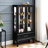 Display Curio Cabinet With Lighted Glass Doors, Adjustable Shelves, Led Lights, Vintage Handles And Hidden Drawer - Enhance Your Collection Tempered Metal For Collectibles