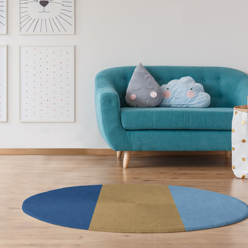Chenille Striped Indoor Rug, Round 5'