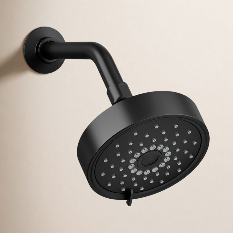 Kohler Purist 2.5 Gpm Multifunction Wall Mount Showerhead, Three Spray Settings, 5.5" High Pressure Spray Head, Matte Black
