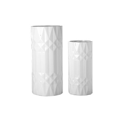 Pot rond en céramique lustré blanc - H 16,50 po