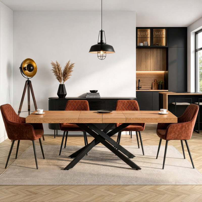 240 cm Extendable Dining Table with Steel Base