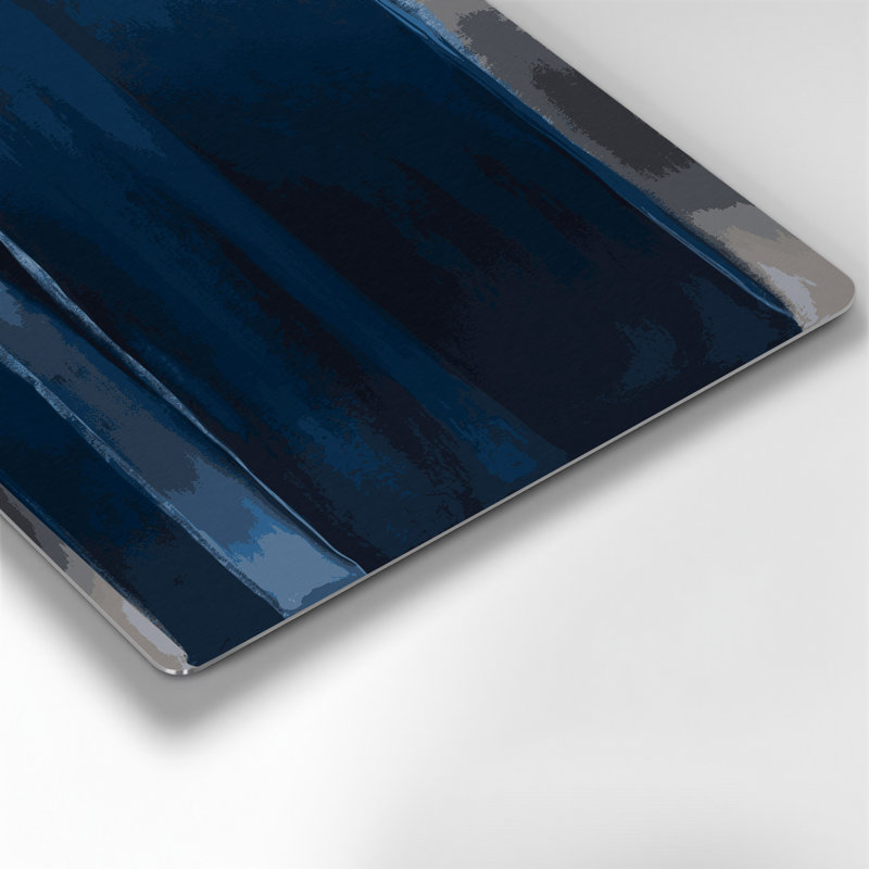 Art mural abstrait en métal bleu 19, H 11 po x l 14 po