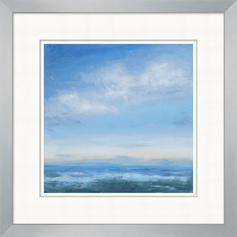 Mer azur - Peinture sur papier encadrée