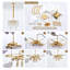Lustre de luxe à 6 lumières en cristal à 2 niveaux avec pampille pour îlot de cuisine sans ampoules incluses