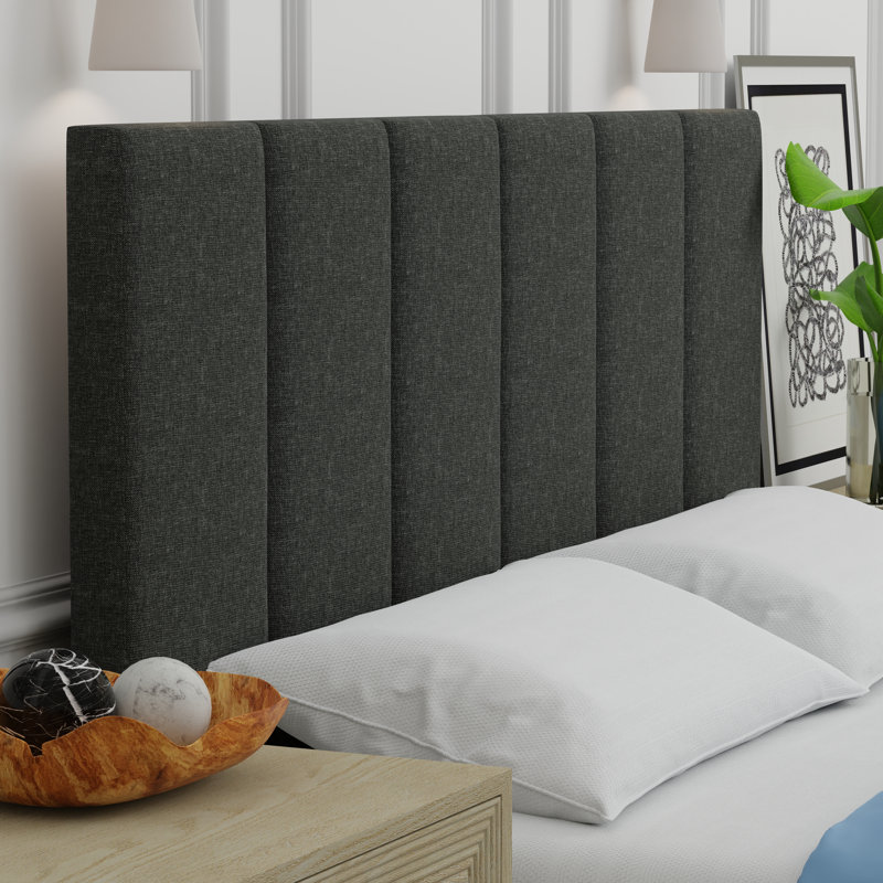 Avag Upholstered Panel Headboard, Dark Gray, Queen