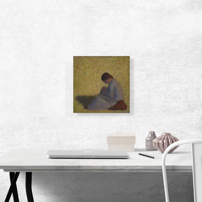 "Paysanne assise dans l'herbe" par Georges Seurat, reproduction d'art sur toile tendue