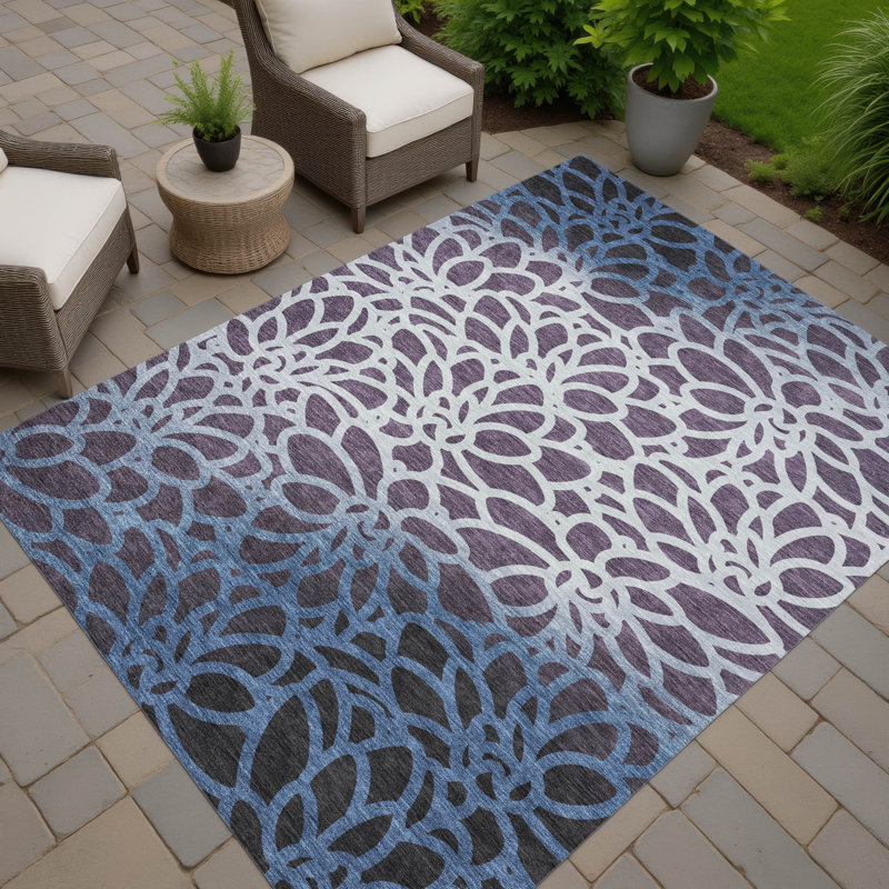 Machine Washable Indoor/Outdoor Chantille ACN2412 Botanical Rug, Rectangle 10' x 14'