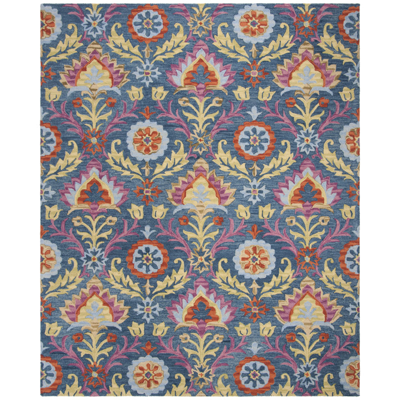 Tapis oriental en laine et en coton crocheté à la main Talmo, Rectangle 8 pi x 10 pi