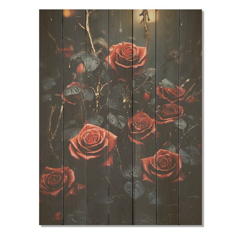 Midnight Mourningred Roses Bouquet - Roses sur bois, H 20 po x l 10 po