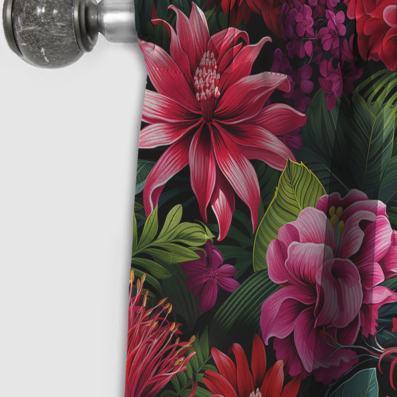 Motif floral exotique - Rideau floral - Rideau occultant - 1 panneau, L 52 po x L 108 po
