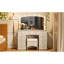 Meuble-lavabo luxueux avec 10 ampoules Hollywood, 3 modes d'éclairage couleur, une coiffeuse classique avec tabouret rembourré et 9 tiroirs de rangement pour la chambre à coucher, blanc