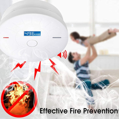 Smoke And Carbon Monoxide Detector, Portable Fire Co Alarm For Home And Kitchen (White/4 PCS)