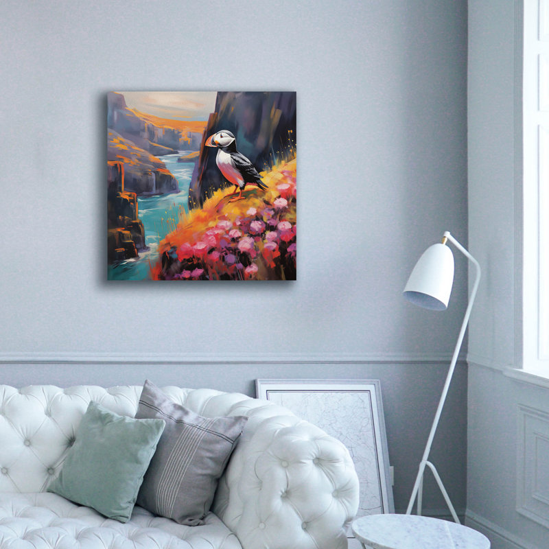 Art mural sur toile 26 po x 26 po «Puffins 2» par r3darch0n de Bay Isle Home ™, H 37 po x l 37 po x P 1,5 po