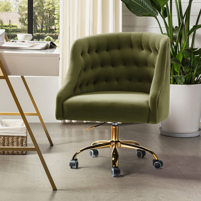 Chaise de travail en velours Doreen, Moss