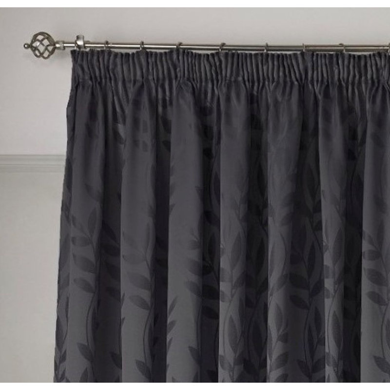 Semi Sheer Curtain Pair, 167 cm W x 182 cm D, Charcoal