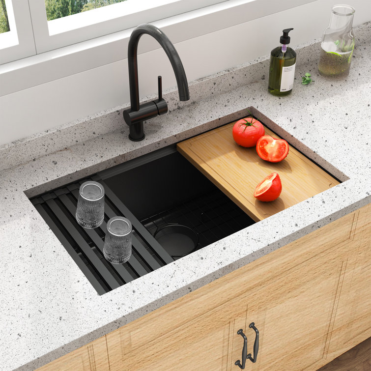 LQS 30"L X 18"W Undermount Workstation Sink With Accessories