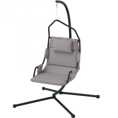 Hanging Swing Chair With Stand And Coating Cushion, Steel Frame For Indoor And Outdoor Relaxation